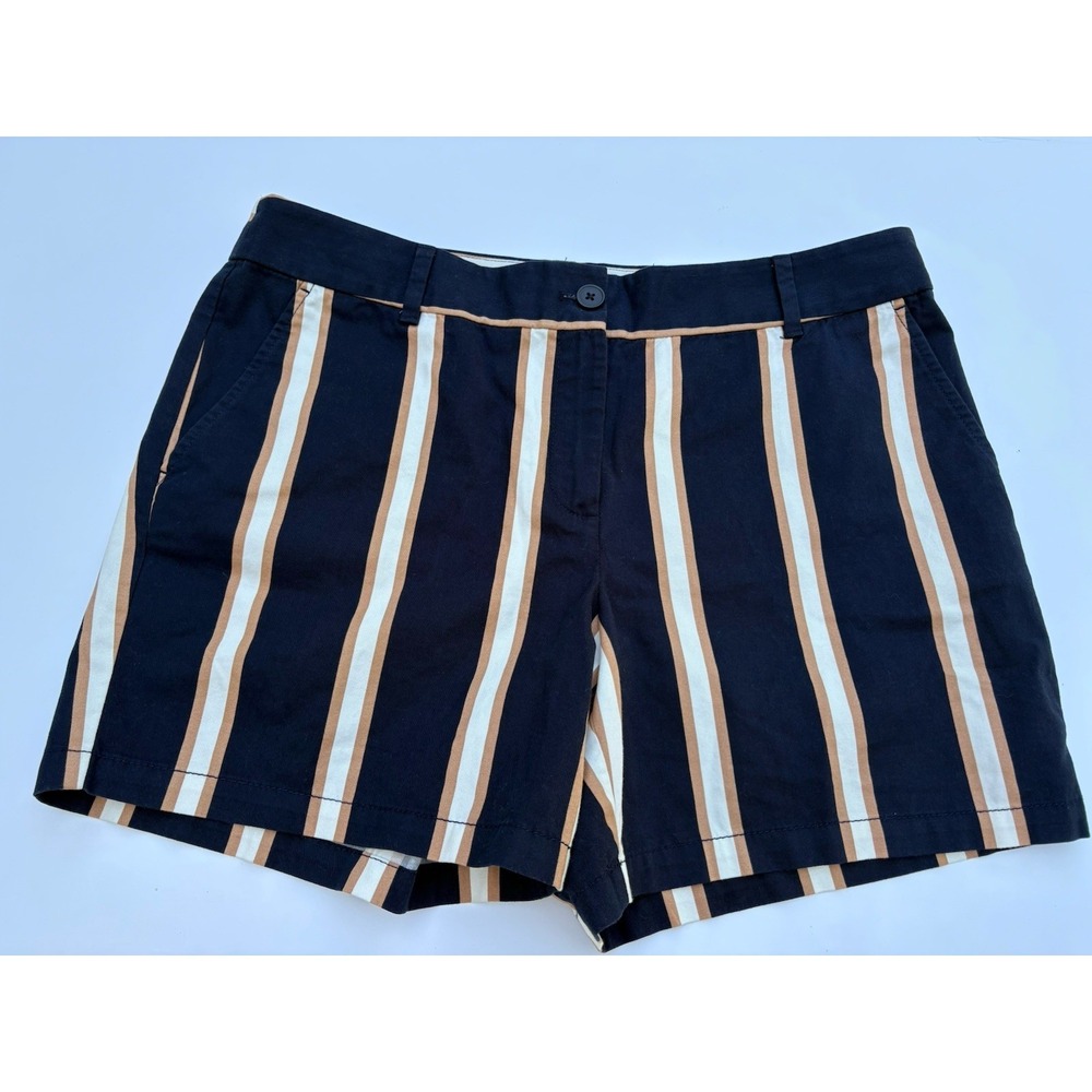 Ann Taylor LOFT  Women's 6" Short Mid-Rise Navy Striped Chino Size 12 NWT